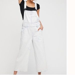 Wide leg cropped overalls